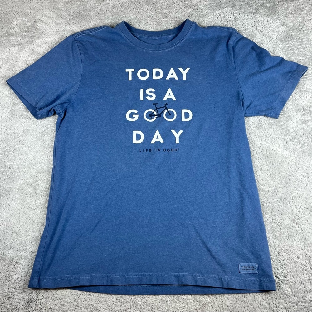 Life Is‎ Good Today Is A Good Day Bicycle Blue Men's T-Shirt Medium Bike